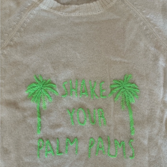 Golden Sun 100% Cashmere S/M Pullover Sweater Knit Shake Your Palm Palm Green - Picture 3 of 4